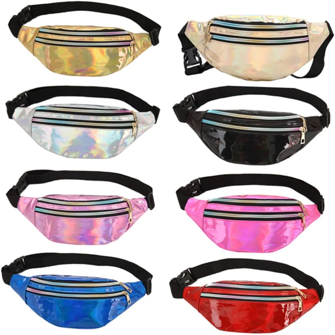 Amosfun Fashion Stylish Chest Bag Anti-theft Phone Waist Pouch Shiny Crossbody Bag for Women Compact Storage Pouch for Travel Hiking Biking