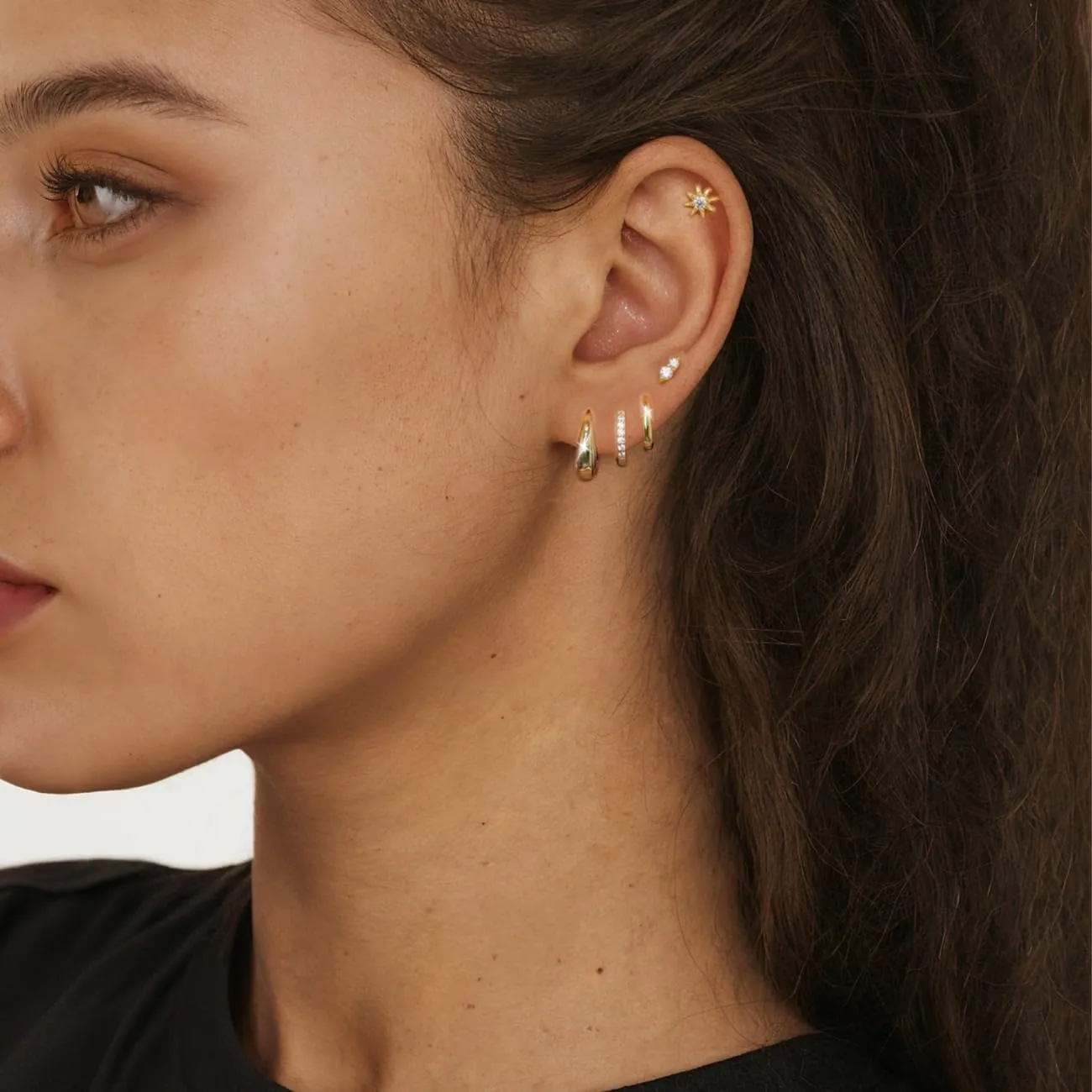 Angelady 14K Gold Huggie Hoop Earrings Set for Women, 3 Pairs Small Hoop Earring Stacks Hypoallergenic, Trendy Ear Cuff Hoops Cartilage Earrings for Women
