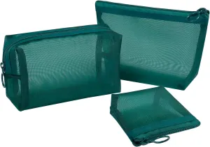 Aosbos 3-Pack Mesh Cosmetic Bag Set - Travel/On-The-Go Makeup Storage, Zipper Closure Small Pouch