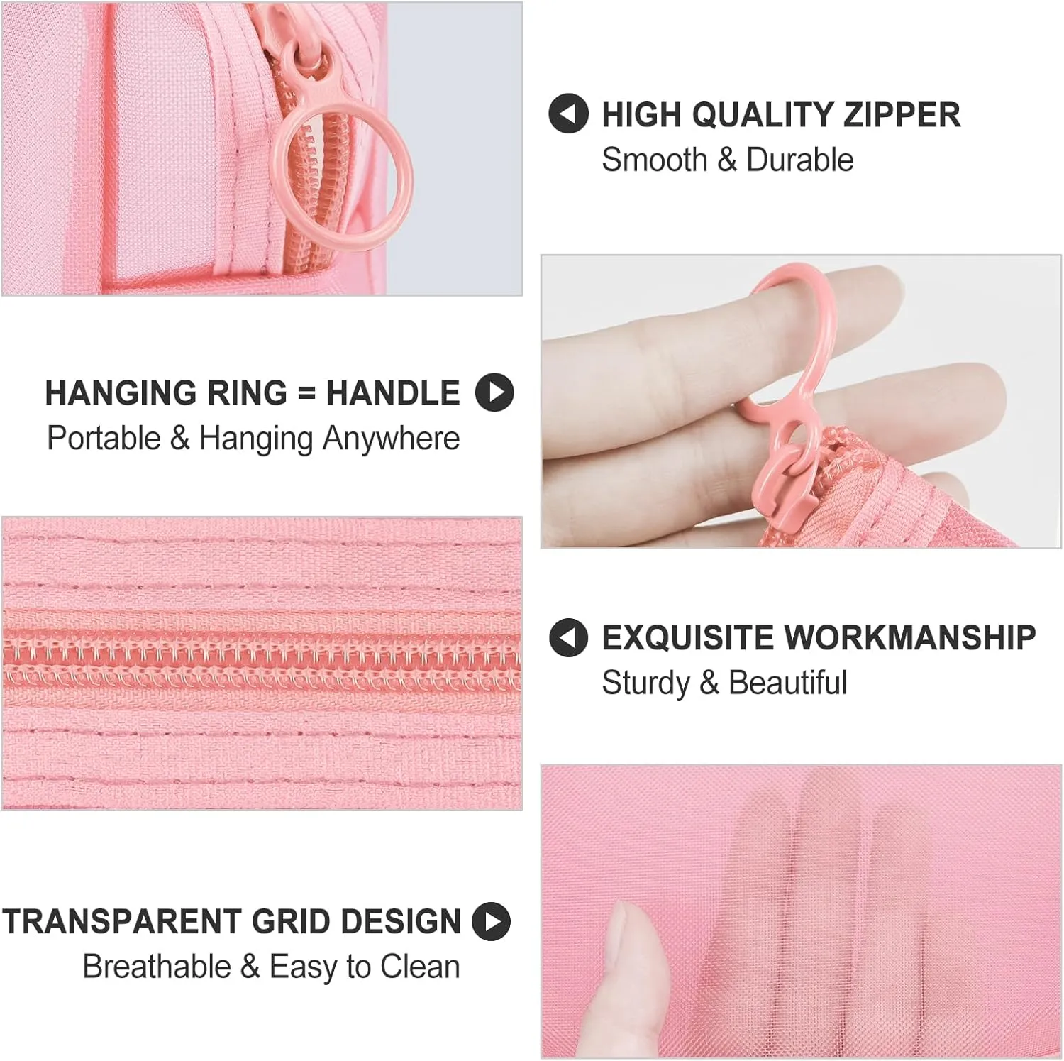 Aosbos 3-Pack Mesh Cosmetic Bag Set - Travel/On-The-Go Makeup Storage, Zipper Closure Small Pouch