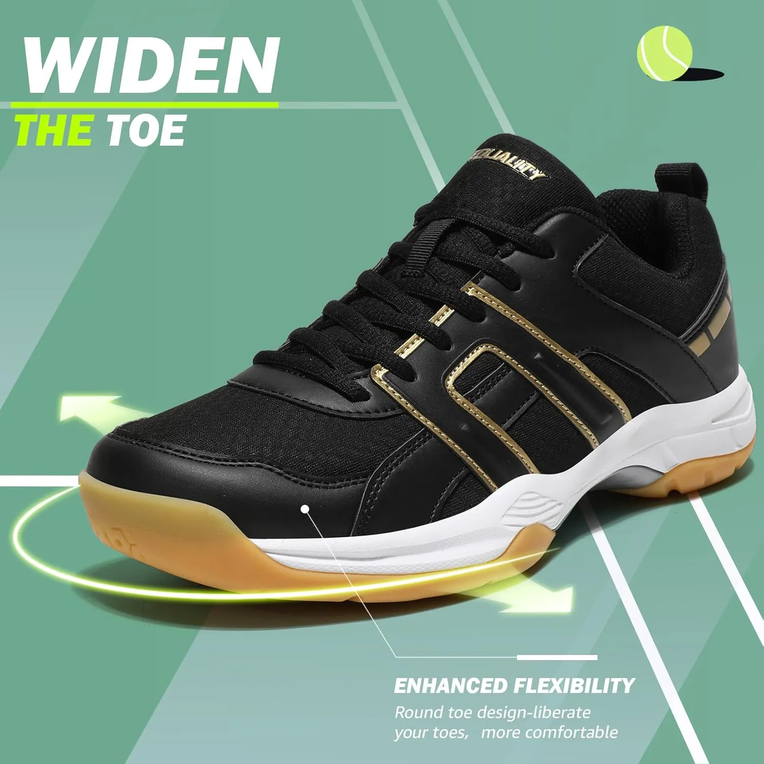 ASHION Pickleball Shoes for Men Tennis Shoes Sneakers for All Court Racquetball Athletic Shoes for Racquet Sport | Arch Support