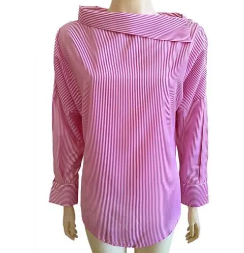 Autumn Women's Striped Sexy Oblique Strapless Loose Long-sleeved Collar Hedging Bat Sleeve Plus Size Blouse Shirts Tops S-2XL