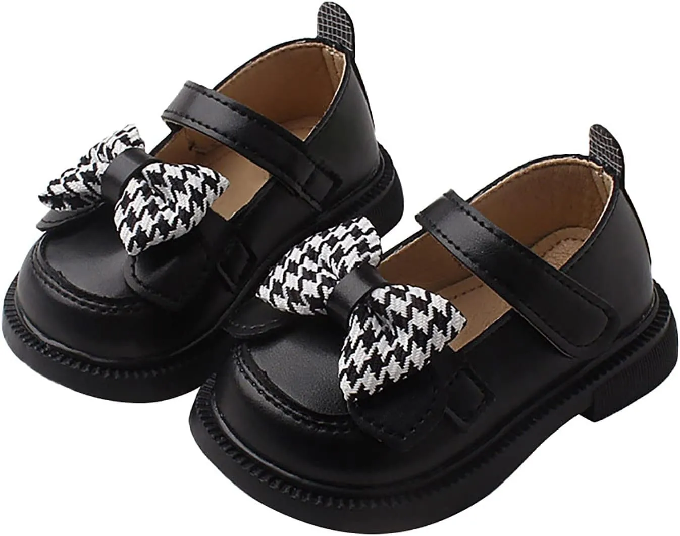 Baby Girls Mary Jane Chunky Flat Infant Platform Slip On Heel Round Toe Leather Bow School niform Dress Shoes