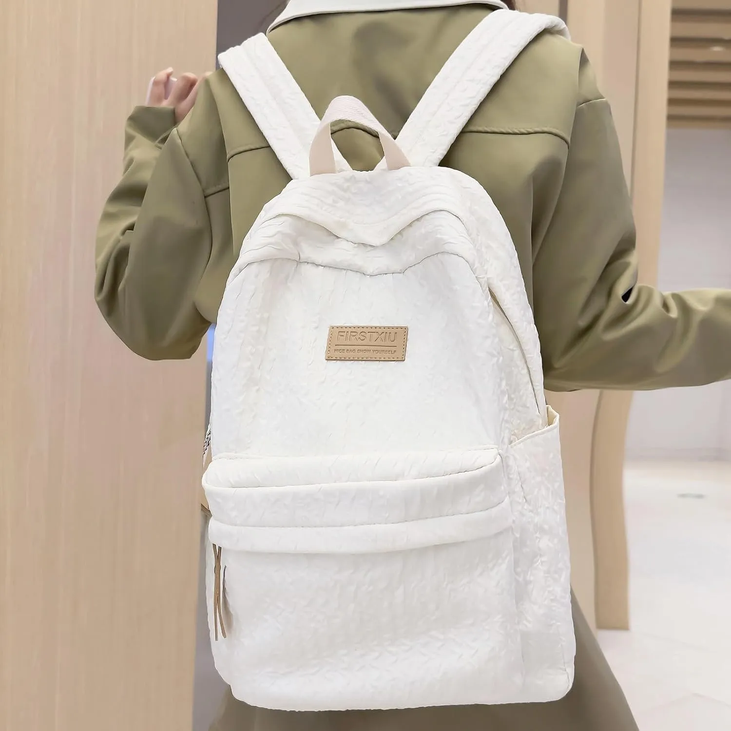Backpack New Durable Load Reducing Large Capacity Student Shoulders Bag Camera Backpacks for Women (White, One Size)