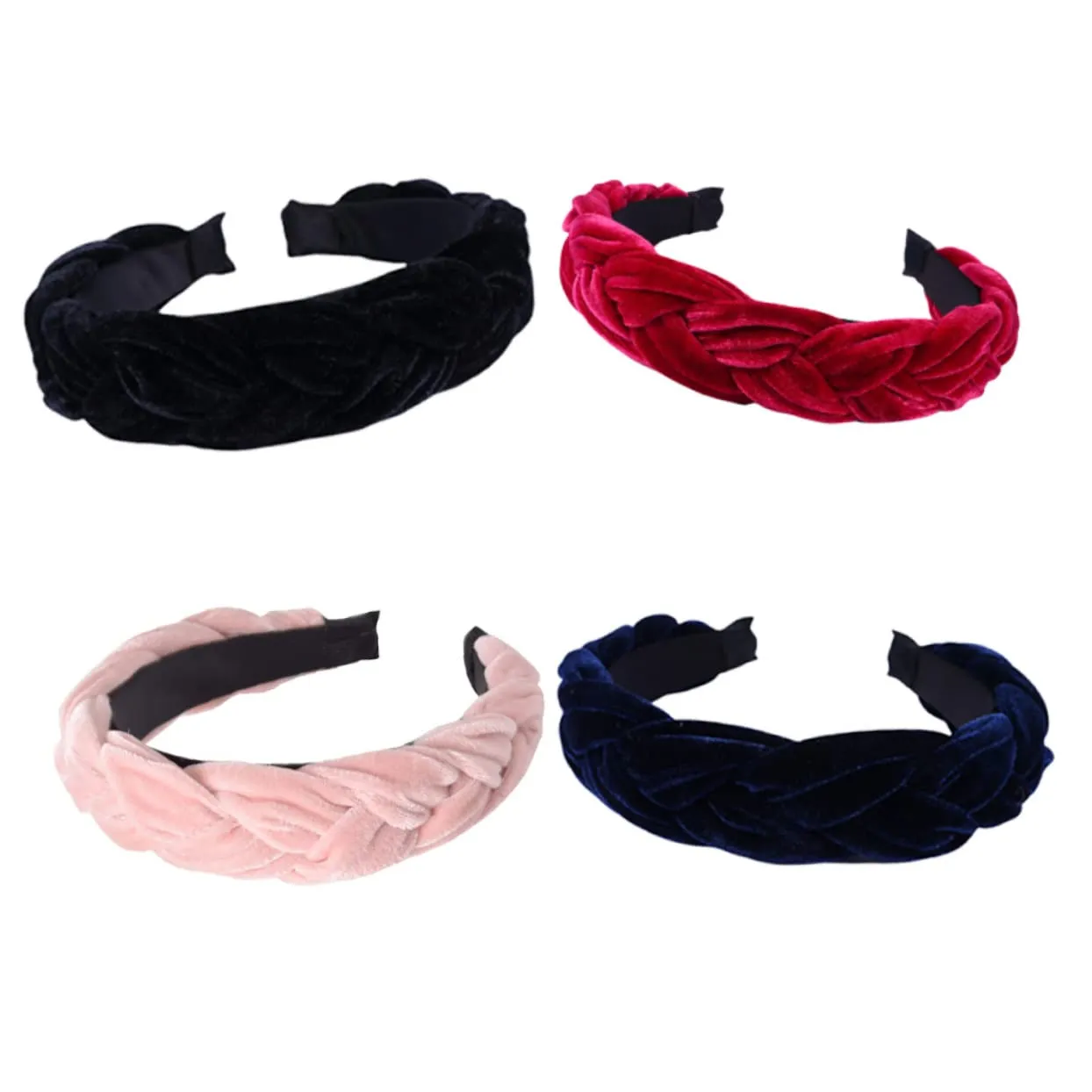 Beaupretty Luxurious Gold Velvet Headband Set 4pcs Cross Design Hair Band Women's Flannelette Headwraps Elegant Headdress for Women