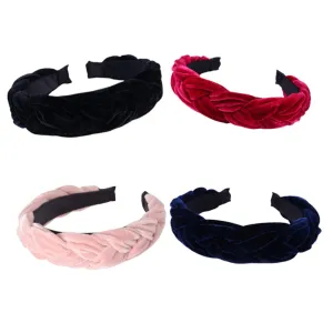 Beaupretty Luxurious Gold Velvet Headband Set 4pcs Cross Design Hair Band Women's Flannelette Headwraps Elegant Headdress for Women
