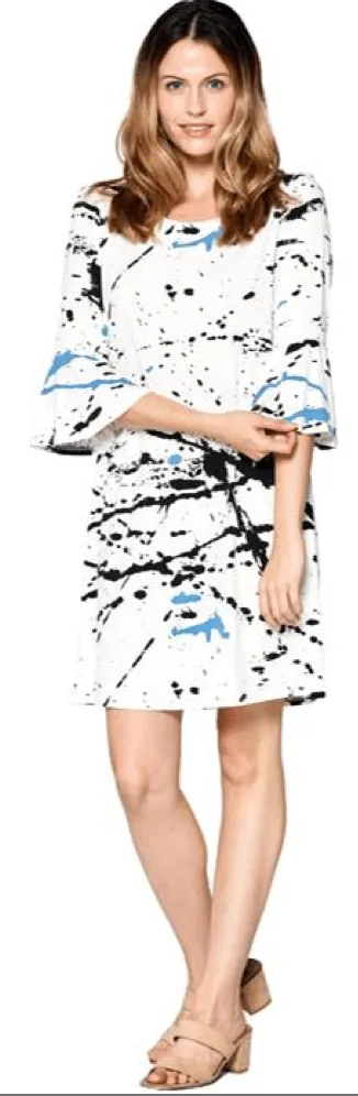 Bell Sleeve Splatter Dress
