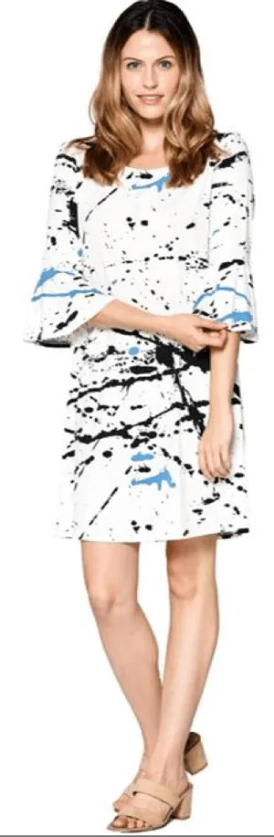 Bell Sleeve Splatter Dress