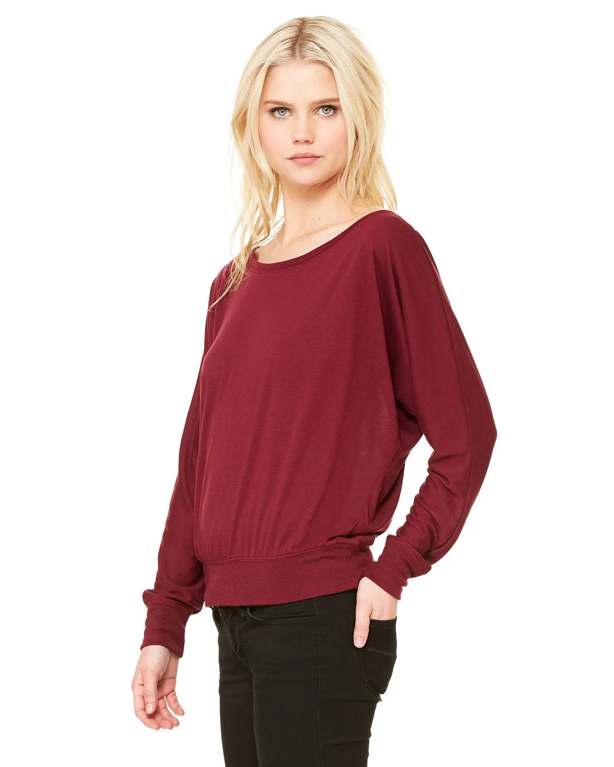 Bella   Canvas Ladies' Flowy Long-Sleeve Off Shoulder T-Shirt