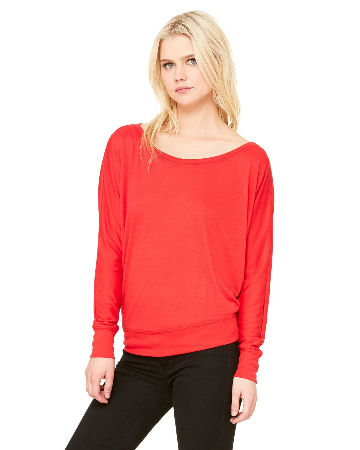 Bella   Canvas Ladies' Flowy Long-Sleeve Off Shoulder T-Shirt