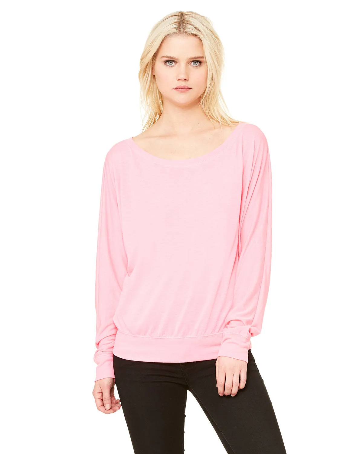 Bella   Canvas Ladies' Flowy Long-Sleeve Off Shoulder T-Shirt