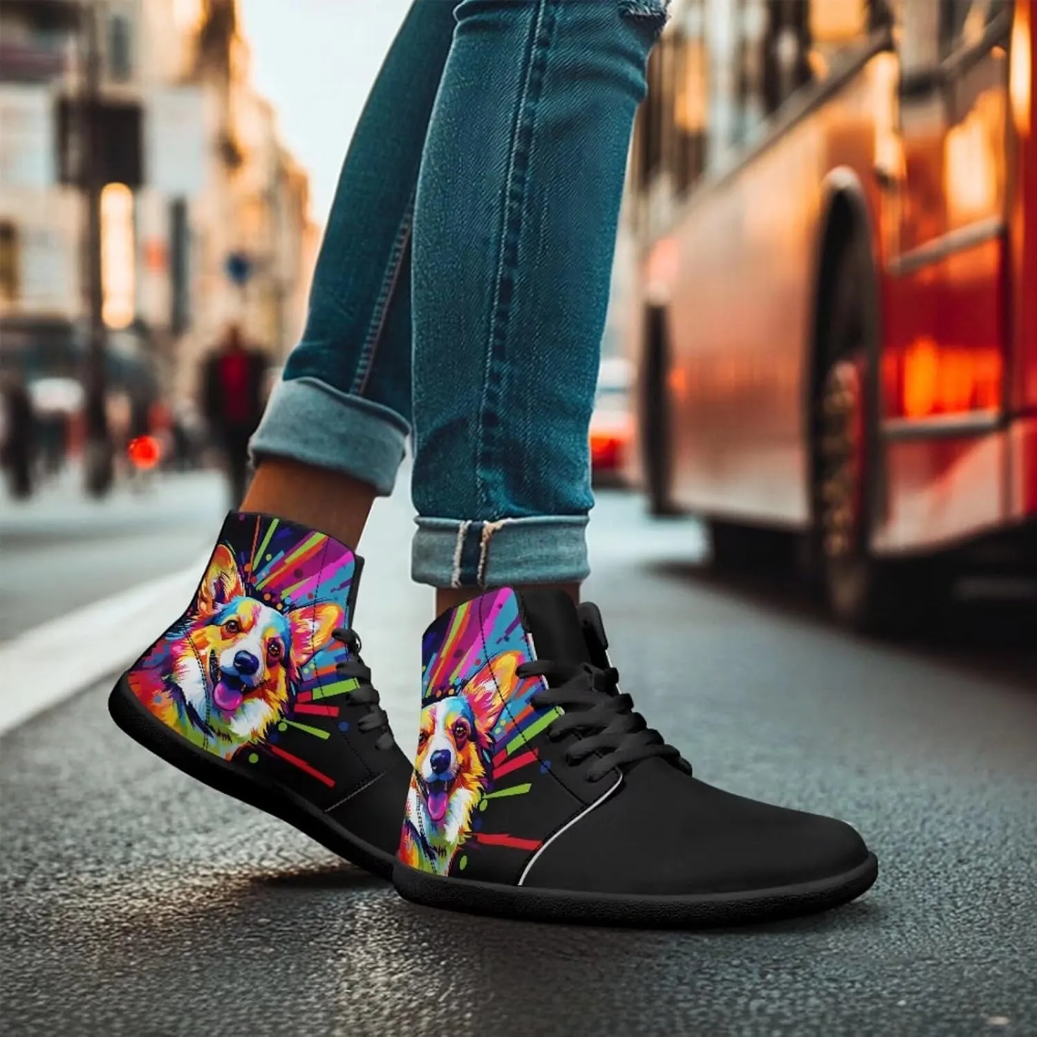 Binienty Barefoot Shoes Men Wide Toe Box High Top PU Minimalist Zero Drop Sneakers Outdoor Footwear