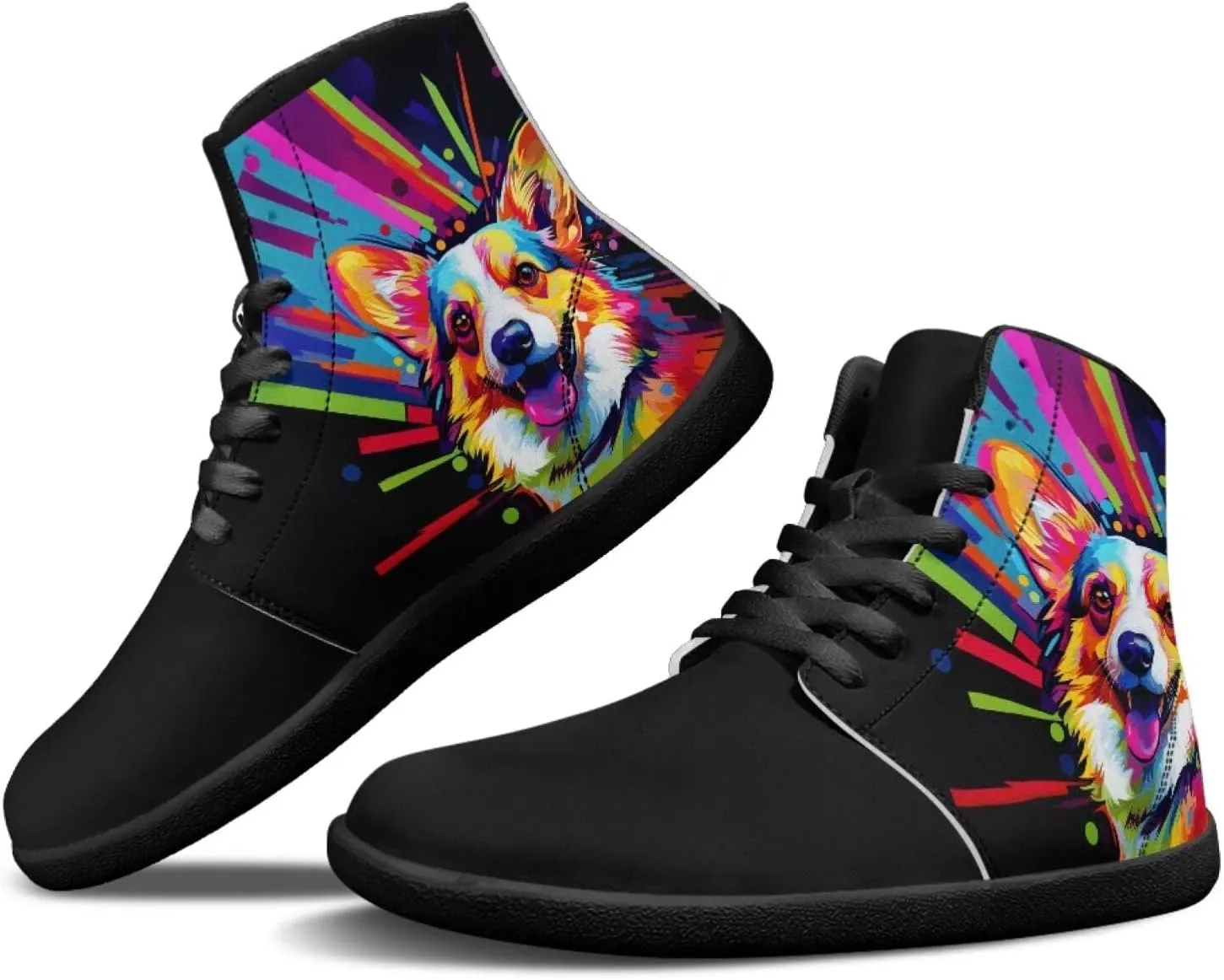 Binienty Barefoot Shoes Men Wide Toe Box High Top PU Minimalist Zero Drop Sneakers Outdoor Footwear