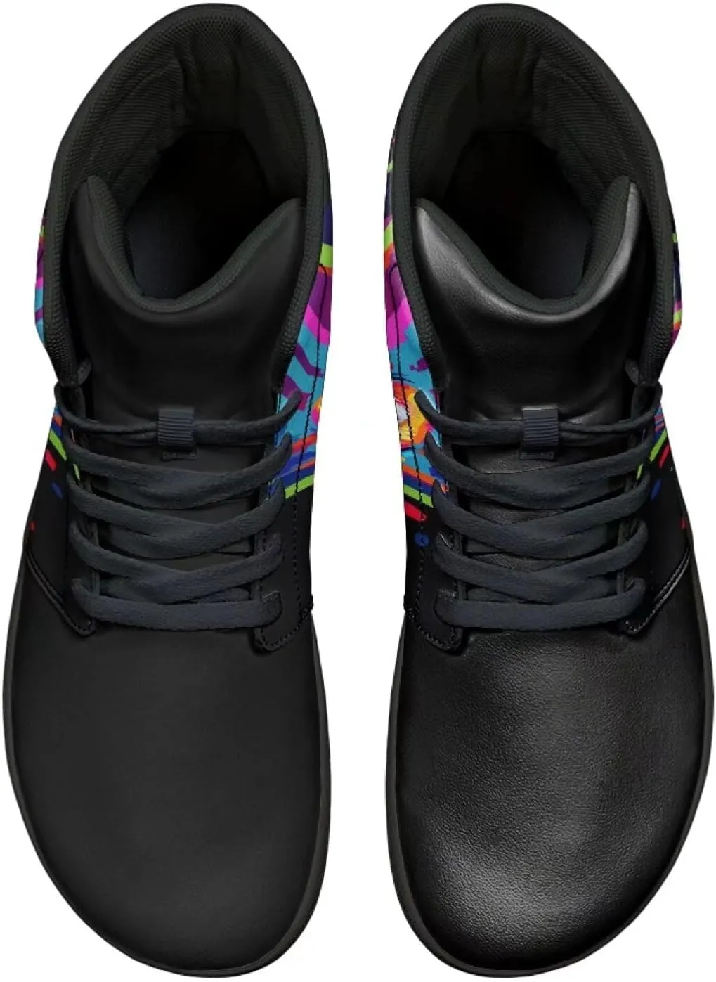 Binienty Barefoot Shoes Men Wide Toe Box High Top PU Minimalist Zero Drop Sneakers Outdoor Footwear