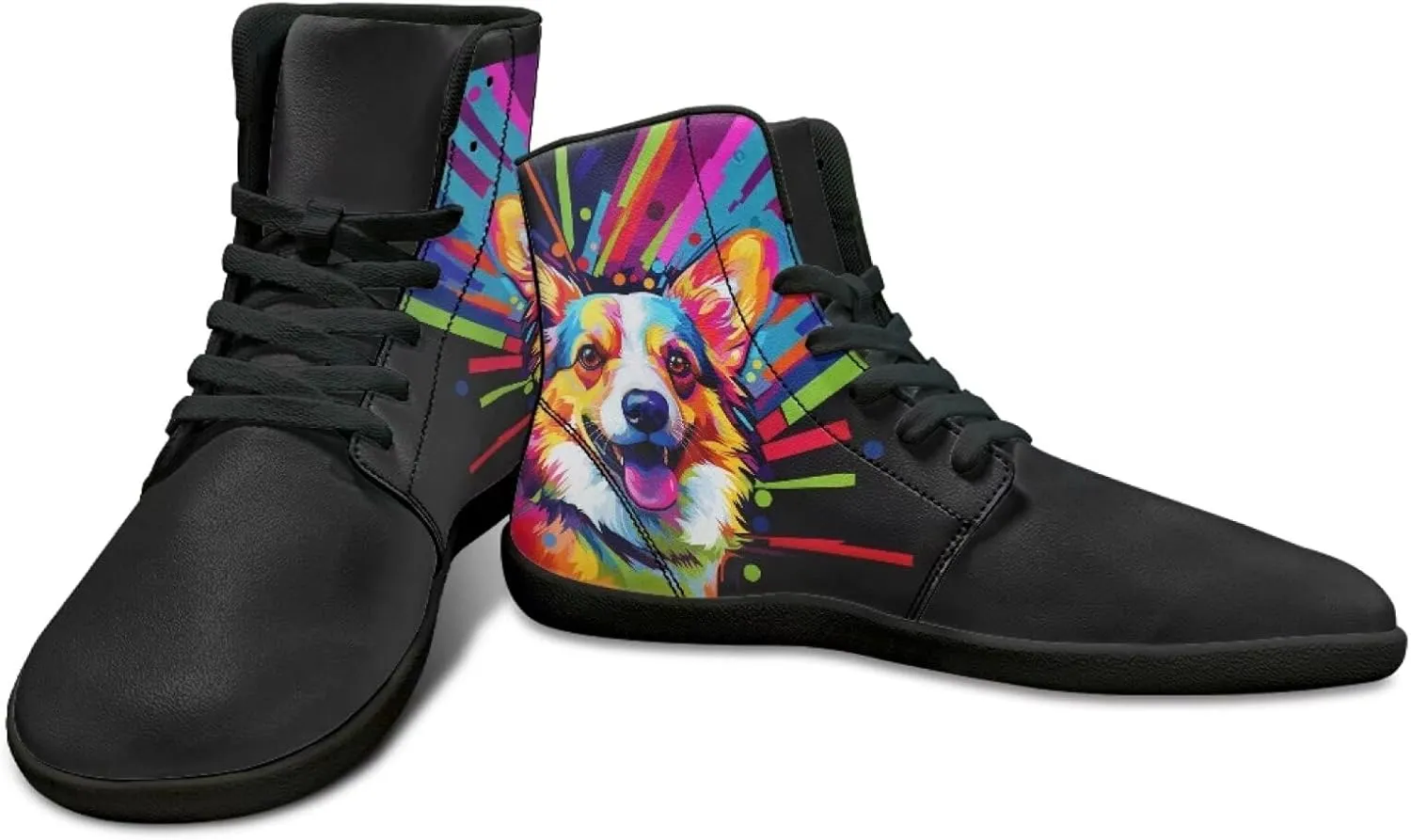 Binienty Barefoot Shoes Men Wide Toe Box High Top PU Minimalist Zero Drop Sneakers Outdoor Footwear