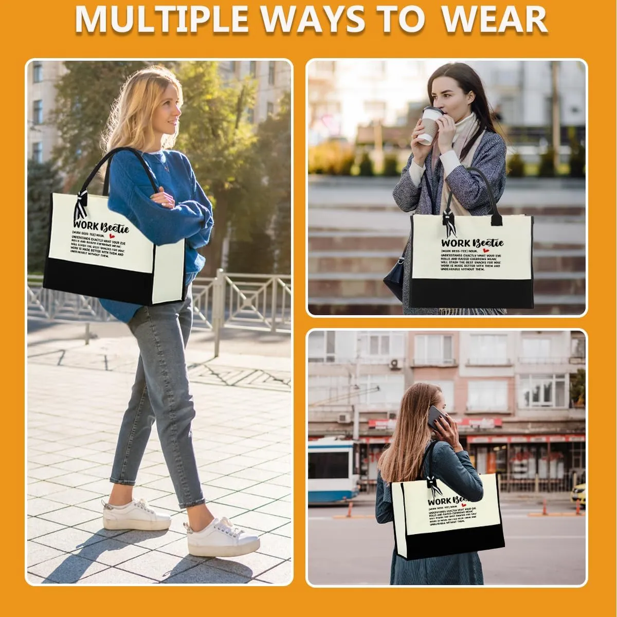 Blue Leaves Soul Sister Gifts Work Besties Gifts for Women Tote Bag Waterproof Large Reusable Grocery Bags Friendship Gifts