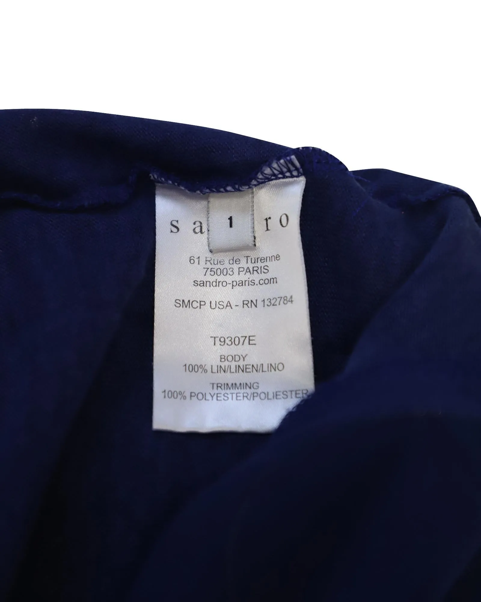 Blue Linen Zip Back Long Sleeve Top
