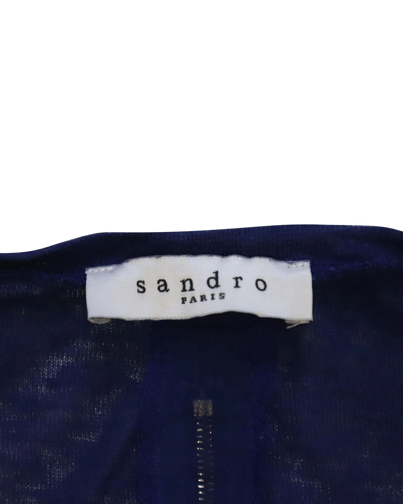 Blue Linen Zip Back Long Sleeve Top