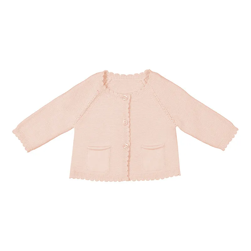 Blush Scallop Edge Infant Cardigan