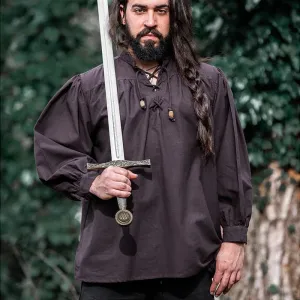 Brown Wide Cut Medieval Shirt - Soft Cotton