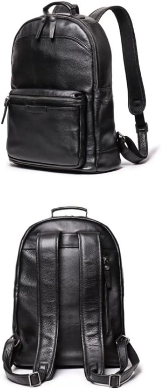 Business Backpacks Mens Genuine Leather Briefcases Laptop Bags Travel Bags Computers Bags Casual Daypack(Black)