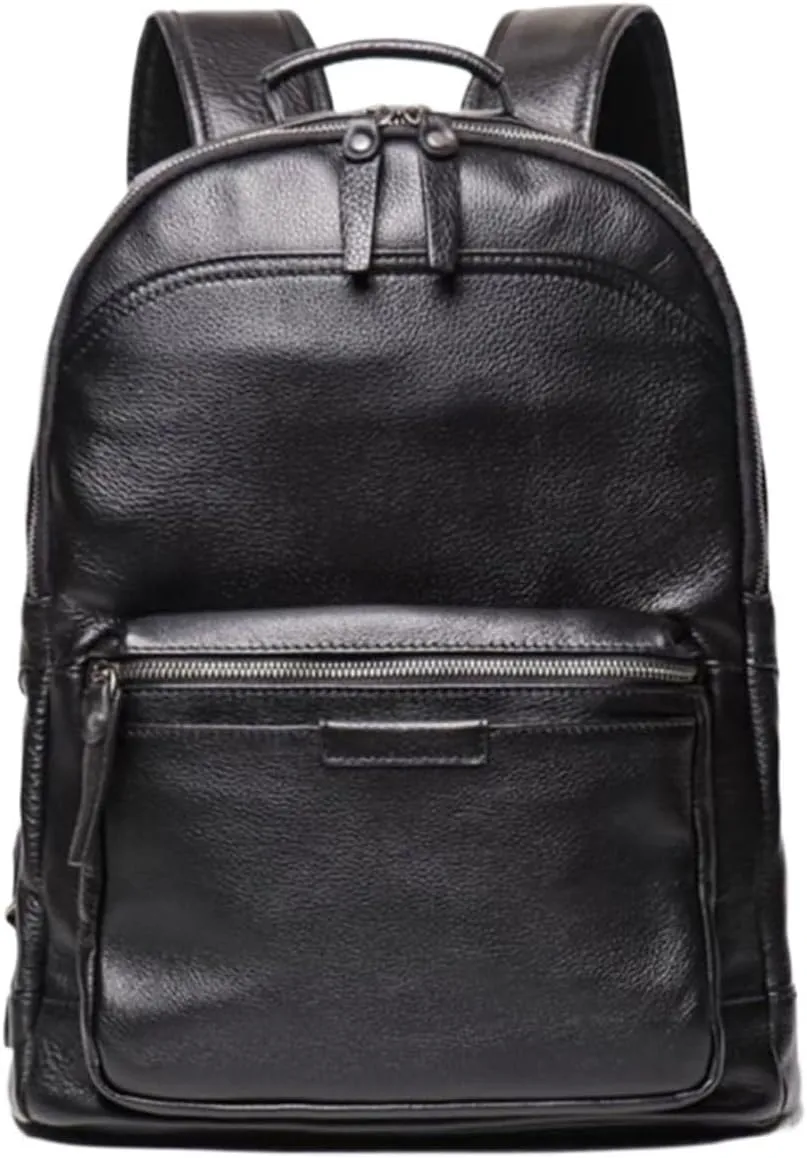 Business Backpacks Mens Genuine Leather Briefcases Laptop Bags Travel Bags Computers Bags Casual Daypack(Black)