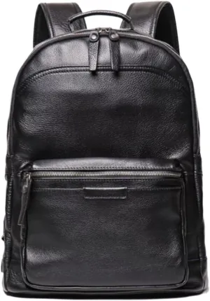 Business Backpacks Mens Genuine Leather Briefcases Laptop Bags Travel Bags Computers Bags Casual Daypack(Black)