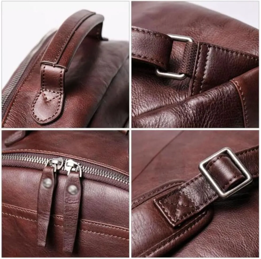 Business Backpacks Mens Genuine Leather Briefcases Laptop Bags Travel Bags Computers Bags Casual Daypack(Brown-2)