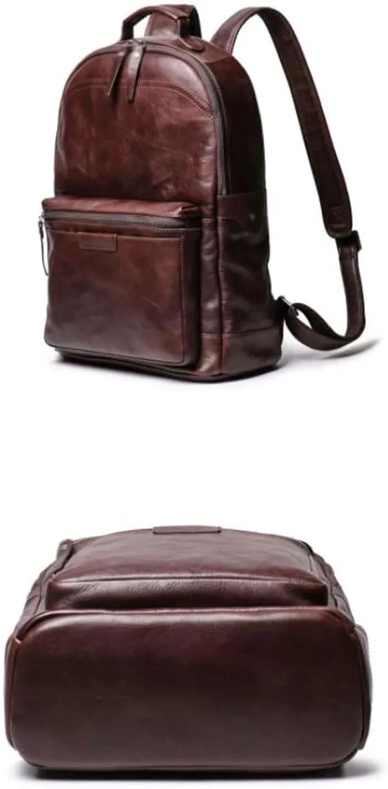 Business Backpacks Mens Genuine Leather Briefcases Laptop Bags Travel Bags Computers Bags Casual Daypack(Brown-2)