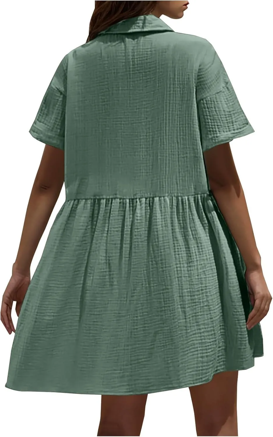 Button Down Babydoll Dress for Women Casual Summer Ruffle Mini Dresses 2025 Trendy Vacation Clothes Loose Sundress