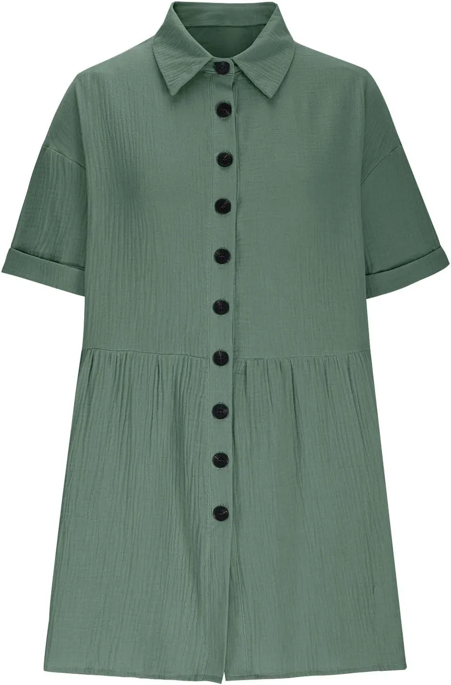 Button Down Babydoll Dress for Women Casual Summer Ruffle Mini Dresses 2025 Trendy Vacation Clothes Loose Sundress