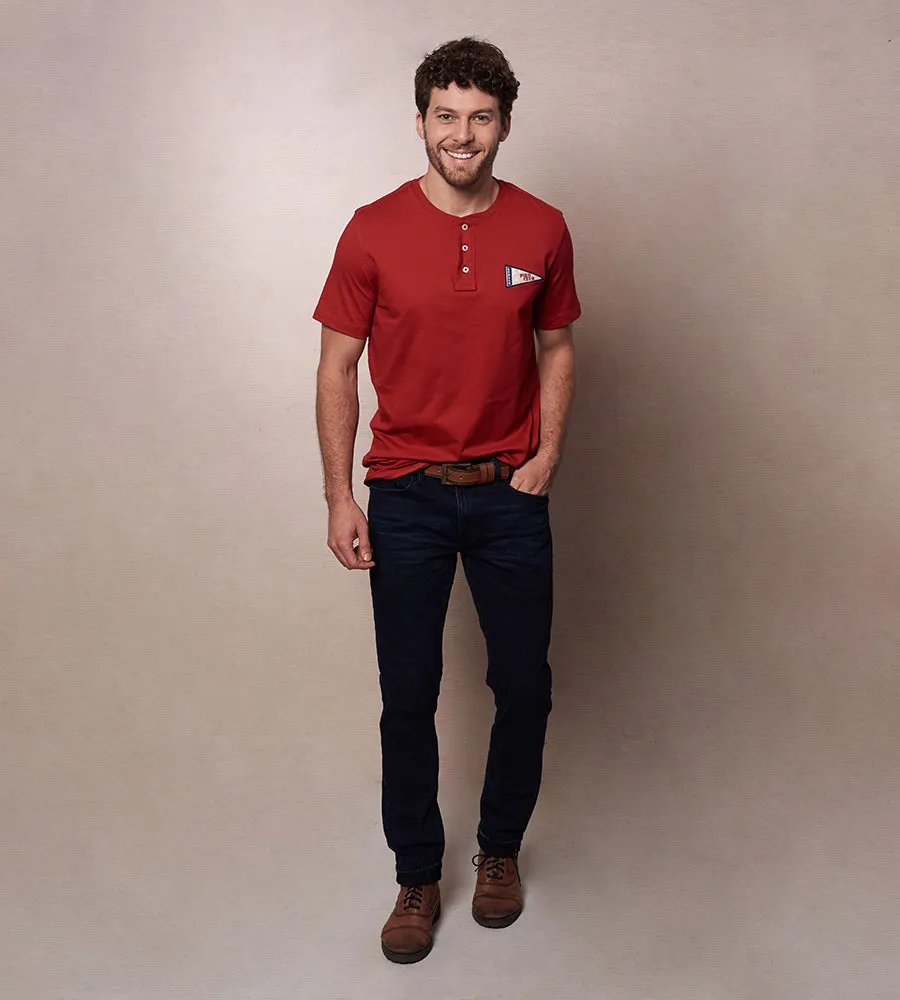 Camiseta Cuello Henley Roja Ref. 147111223