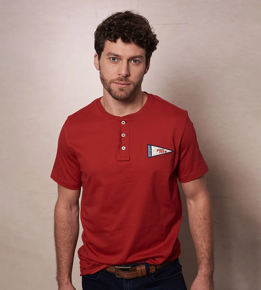 Camiseta Cuello Henley Roja Ref. 147111223