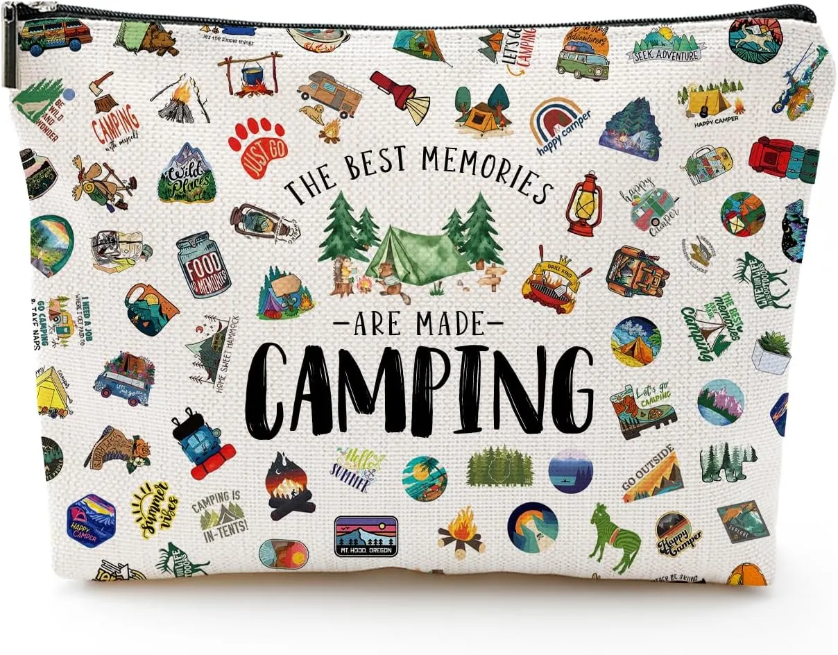 Camping Makeup Bag for Women, RV Owners, Sister, Bestie, Friend, BBF - Beige