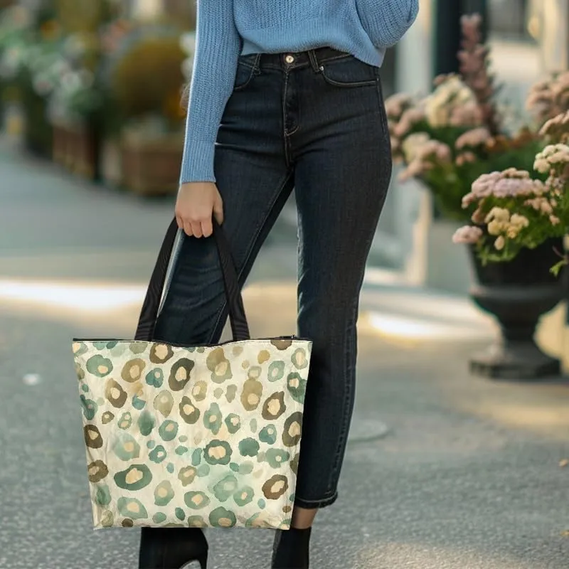 Cartoon Husky Dog Sheep Women Tote Paper Bag, Countryside Flower Hand Bag, Geometric Art Commute Bag for Work