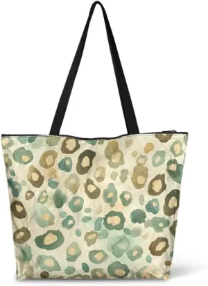Cartoon Husky Dog Sheep Women Tote Paper Bag, Countryside Flower Hand Bag, Geometric Art Commute Bag for Work
