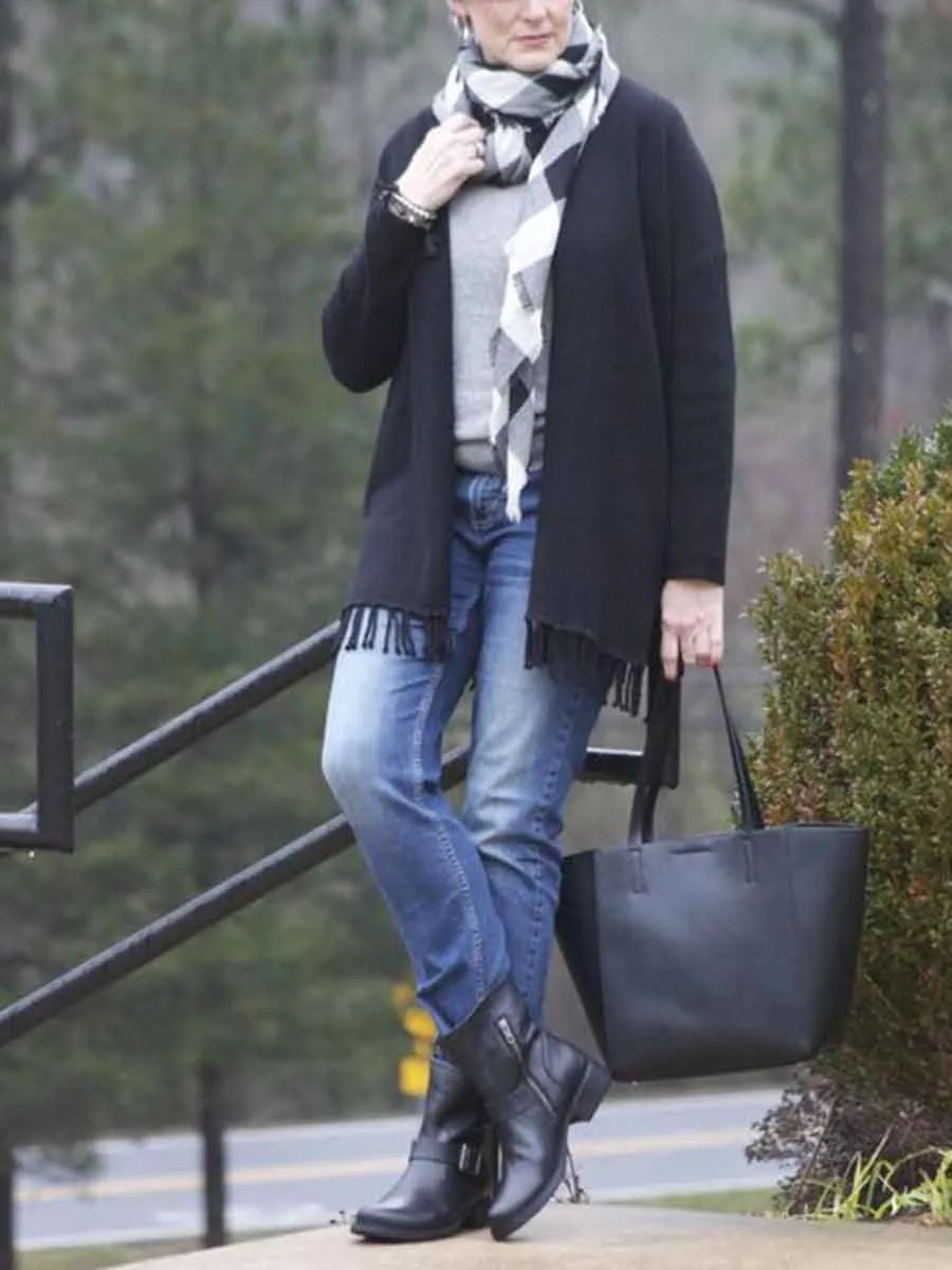 Casual Fringed Edge Collarless Knitted Cardigan