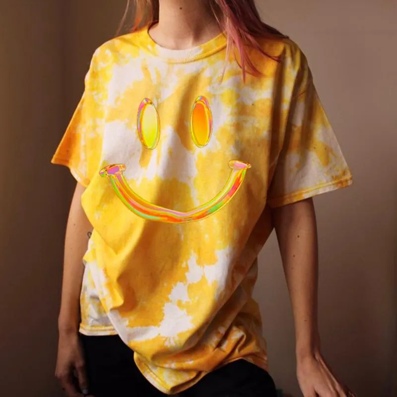 Casual round neck short sleeve printed basic pullover women's T-shirt