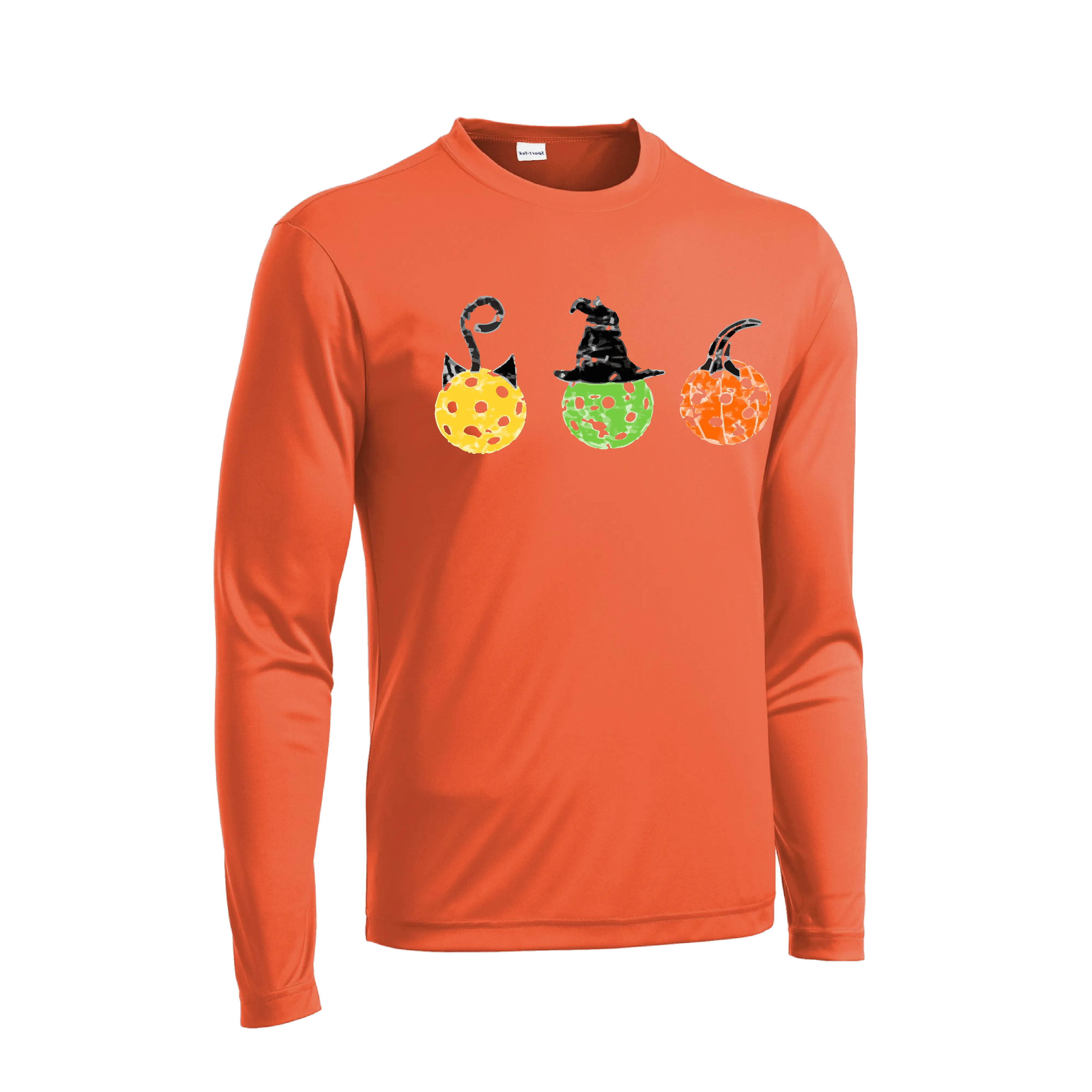 Cat Witch Pumpkin  | Men's Long Sleeve Athletic Shirt | 100% Polyester