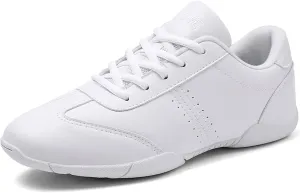 CERYTHRINA Women White Cheerleading Dance Shoes Girls Cheer Shoes Lace-Up Athlete Training Cheerleading Sneakers Lightweight Competition Sneakers