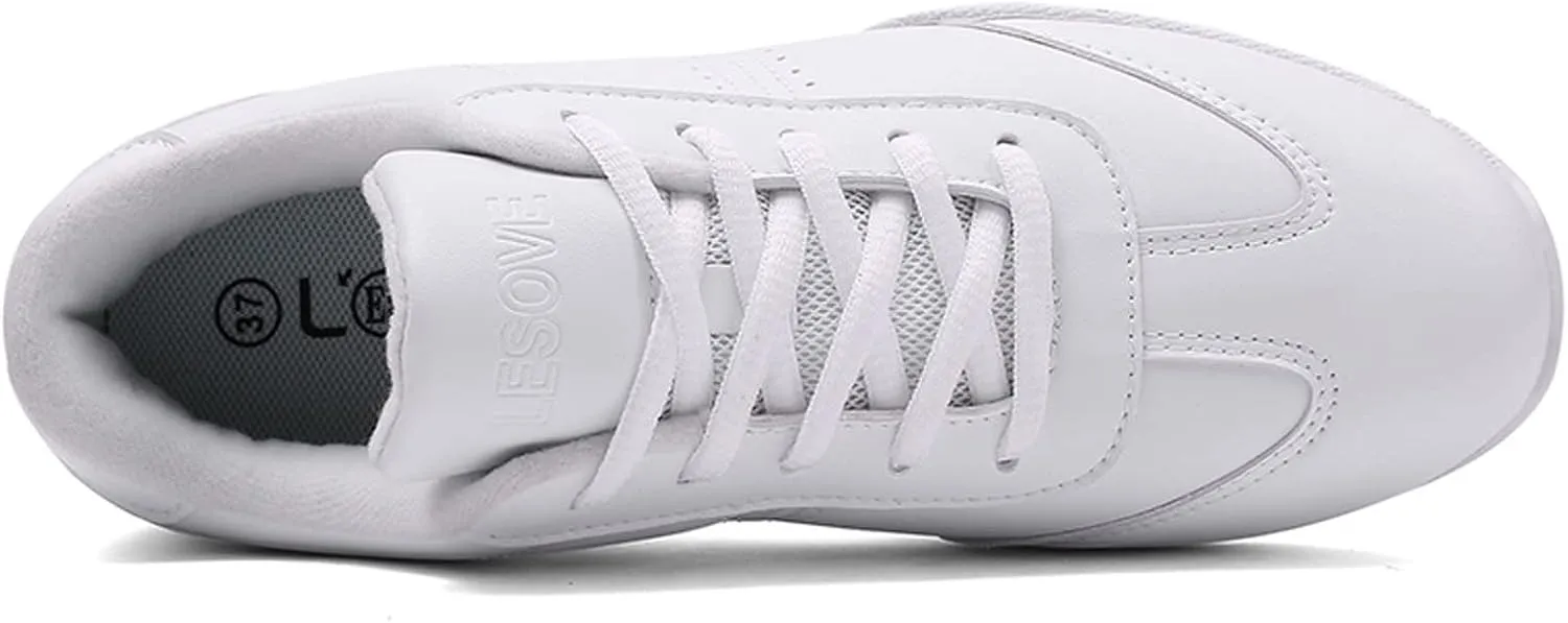 CERYTHRINA Women White Cheerleading Dance Shoes Girls Cheer Shoes Lace-Up Athlete Training Cheerleading Sneakers Lightweight Competition Sneakers