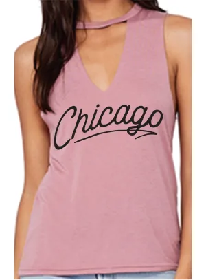 Chicago Women's Mauve Flowy Tank Top
