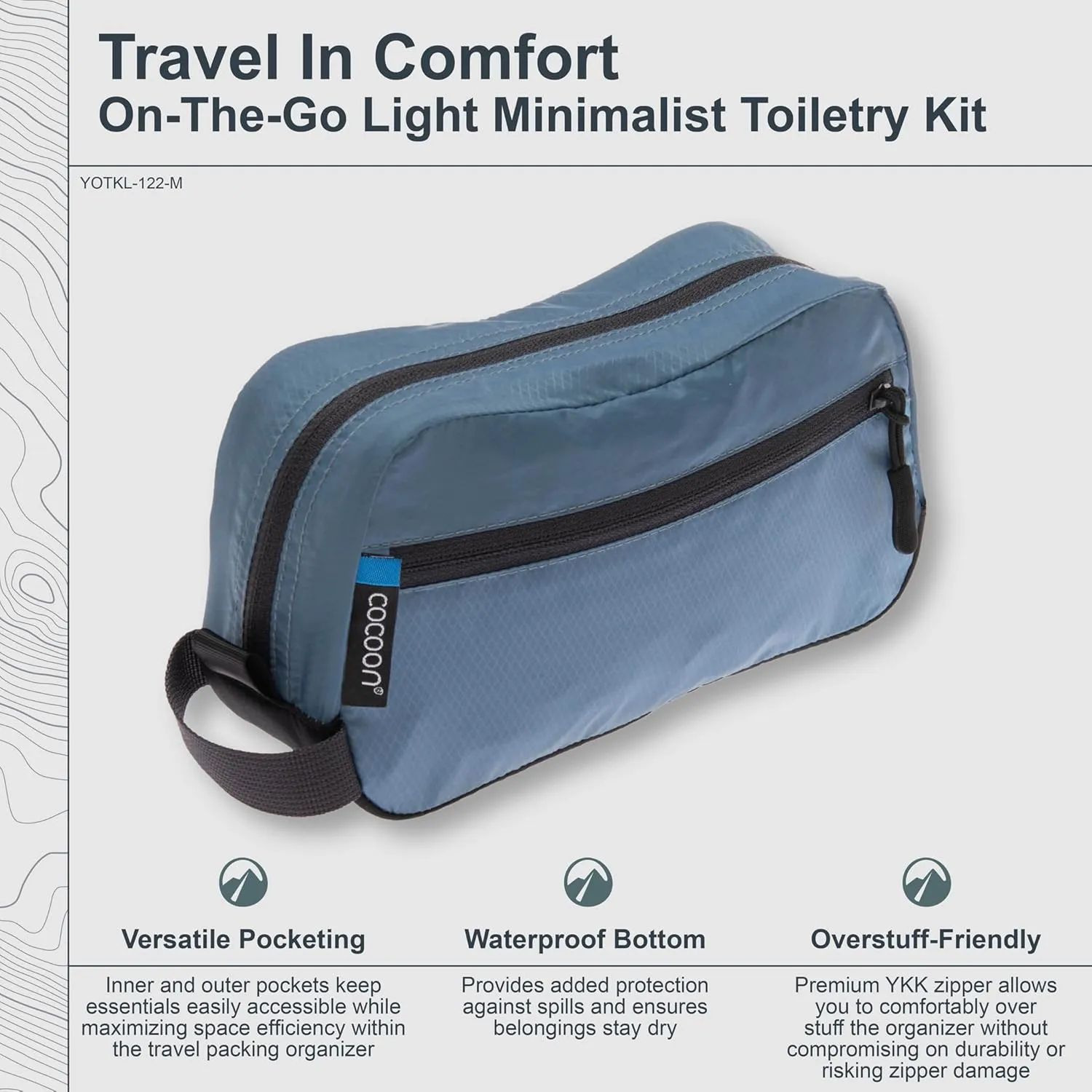COCOON - Premium - On-The-Go Light Minimalist Toiletry Kit - Ash Blue - Medium