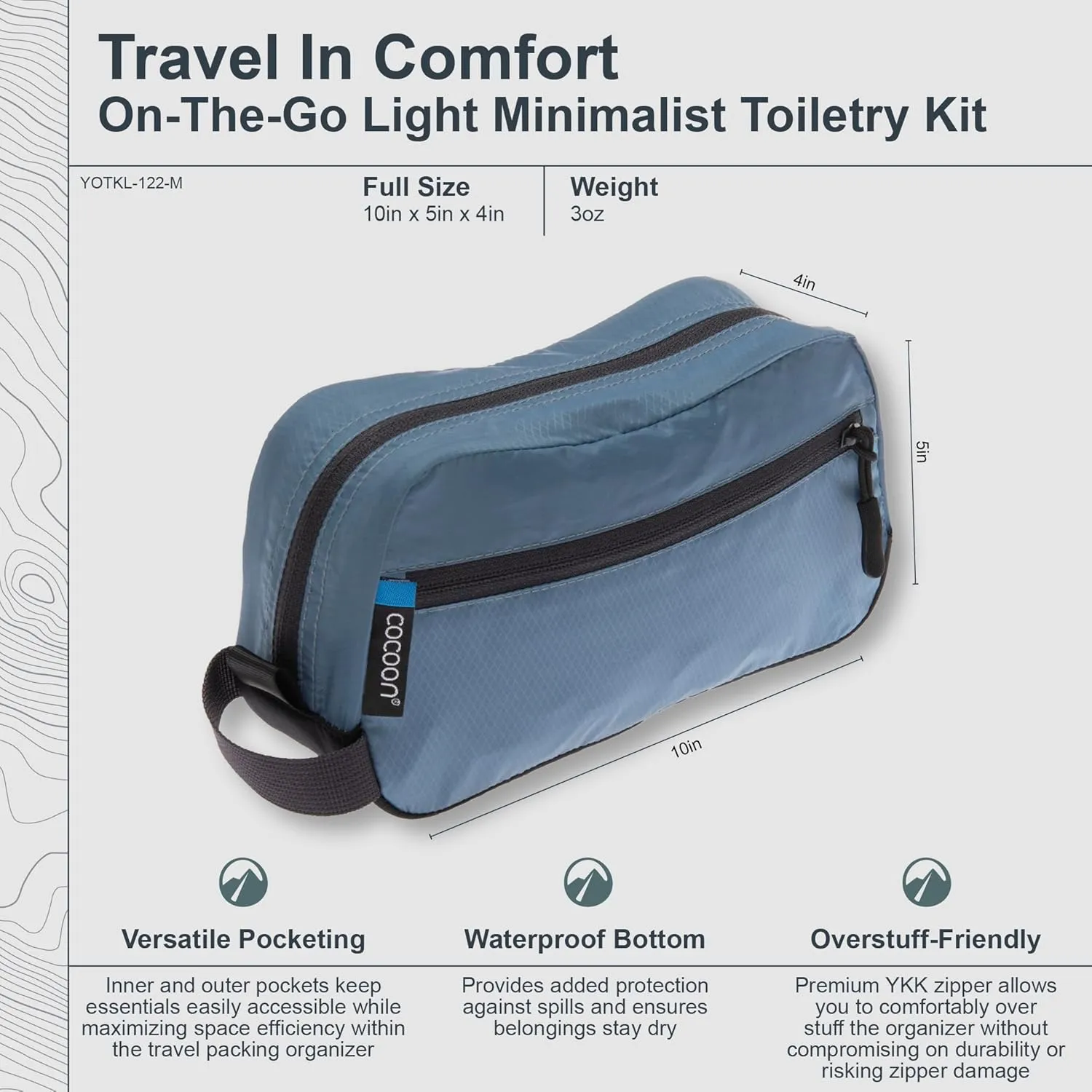 COCOON - Premium - On-The-Go Light Minimalist Toiletry Kit - Ash Blue - Medium