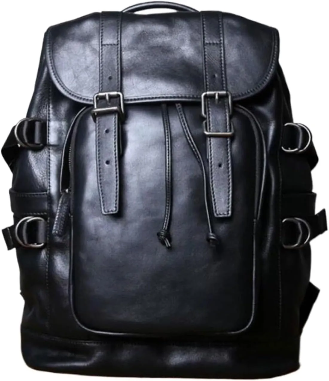 Computers Bags Luggage Travel Bags Backpacks Genuine Leather Laptop Bags Mens Casual Daypack Briefcases(Black)