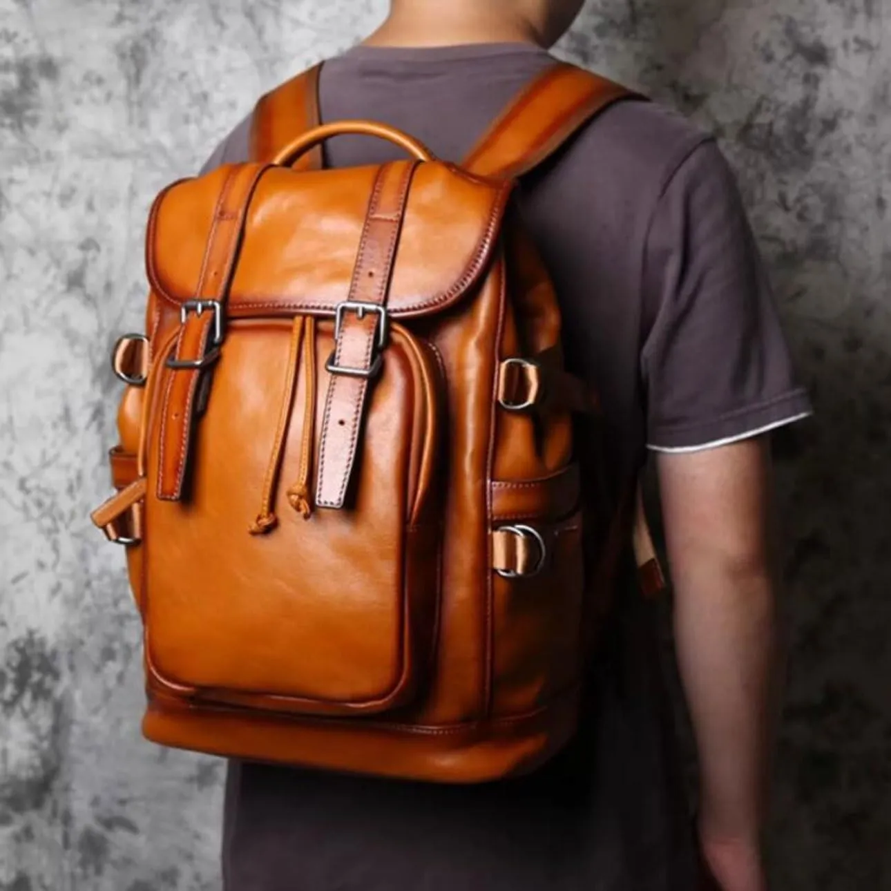 Computers Bags Luggage Travel Bags Backpacks Genuine Leather Laptop Bags Mens Casual Daypack Briefcases(Brown-1)