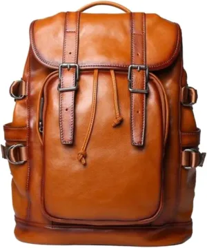 Computers Bags Luggage Travel Bags Backpacks Genuine Leather Laptop Bags Mens Casual Daypack Briefcases(Brown-1)