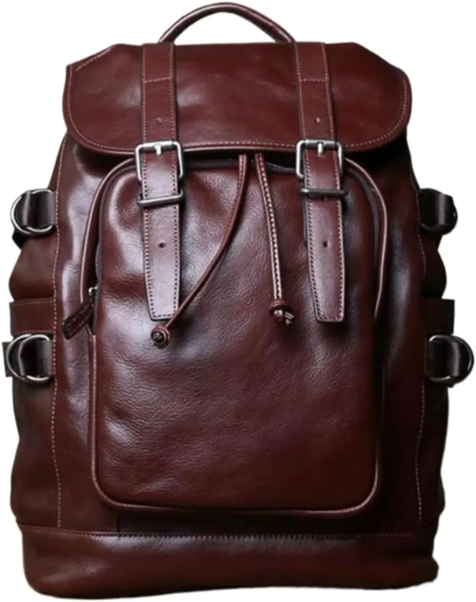 Computers Bags Luggage Travel Bags Backpacks Genuine Leather Laptop Bags Mens Casual Daypack Briefcases(Brown-2)