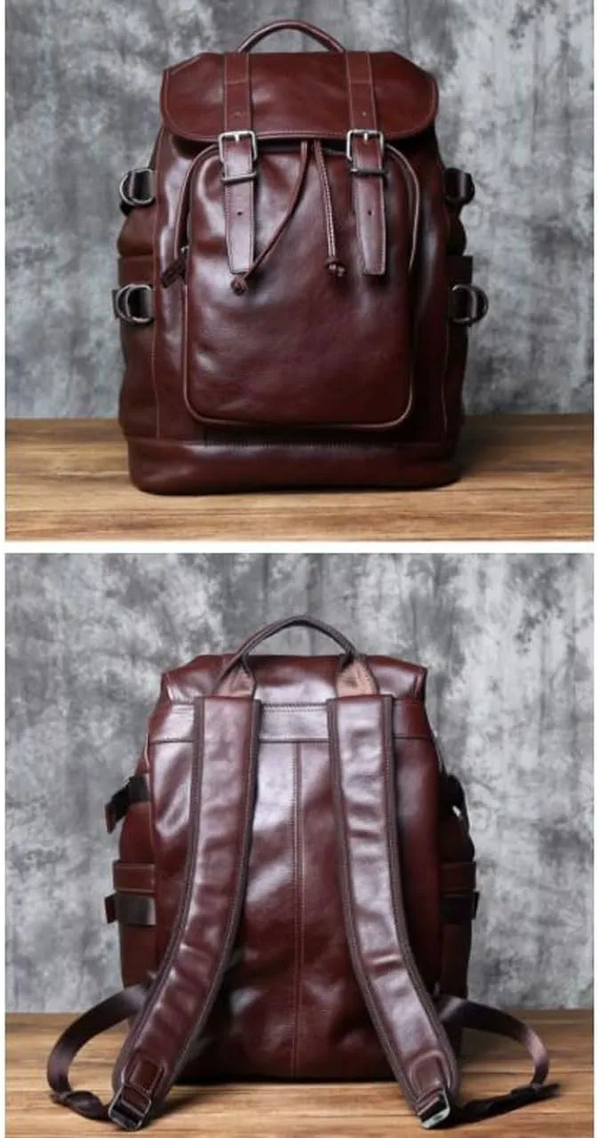 Computers Bags Luggage Travel Bags Backpacks Genuine Leather Laptop Bags Mens Casual Daypack Briefcases(Brown-2)
