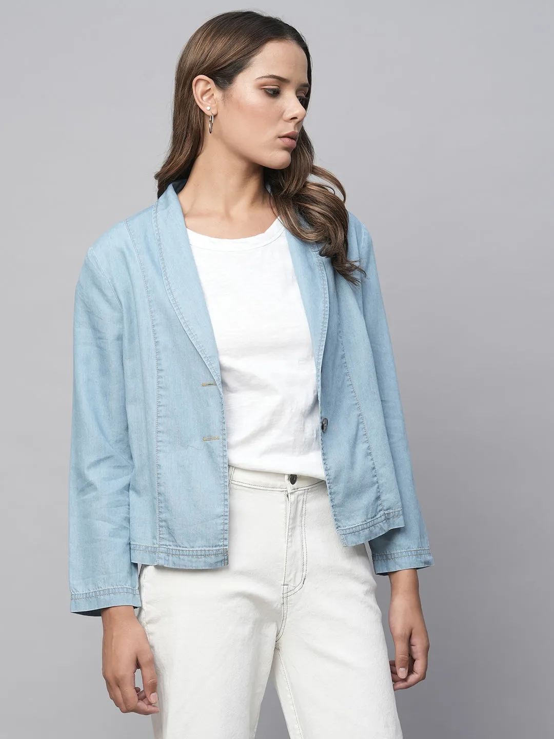 Cotton Tencel Denim Unlined Fluid Jacket